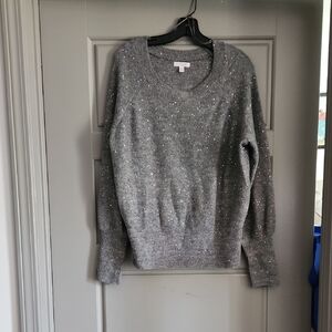 LC Lauren Conrad Gray Crew Neck Sweater with Ribbed Trim